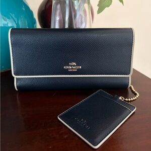 Coach Navy Leather Wallet with detachable card/Id holder